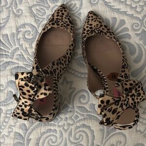 Leopard Print Women's Shoes with Bow